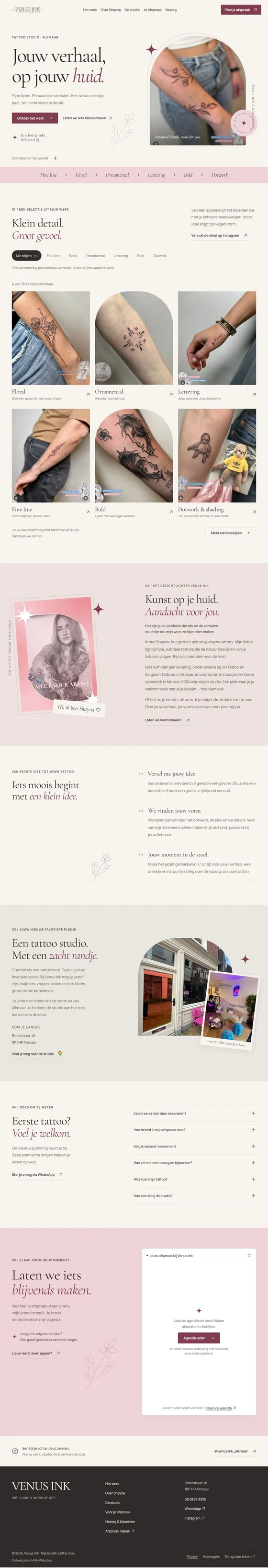 Websitepreview van Shayna · Venus Ink