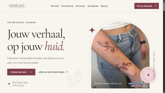 Maatwerk website voor Shayna en Venus Ink